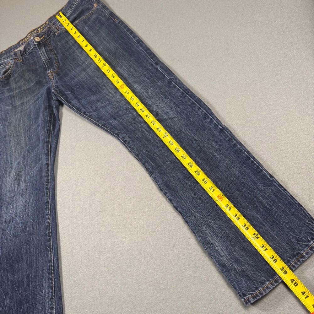 American Eagle Outfitters Original Boot Mens 34x32 Dark Wash Blue Denim Jeans - Picture 10 of 14